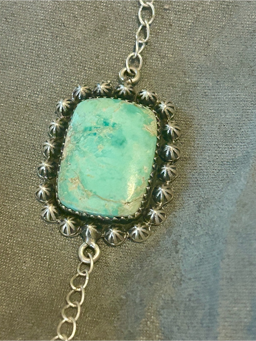 Turquoise White Creek Cushion Stone Bracelet — Sterling Silver